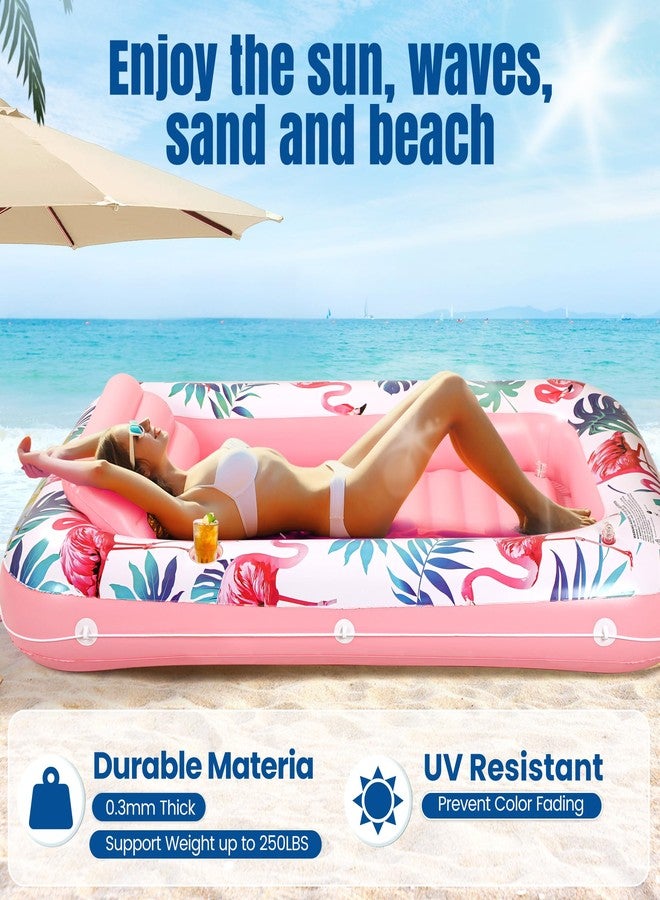 PANADAJOY Premium Inflatable Tanning Pool Lounger Lake Flamingo Pool Float Floaties for Adults - Comfortable Design with Cup Holders and Headrest - Perfect for Beach Parties, Lake Lounging, and Tanning - Image 4