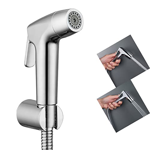 Alton SHR20940 Dual Flow Health Faucet with SS-304 Grade 1.25 Meter Flexible Hose Pipe and Wall Hook (Chrome Finish), Polished, Acrylonitrile Butadiene Styrene, Silver - Image 1