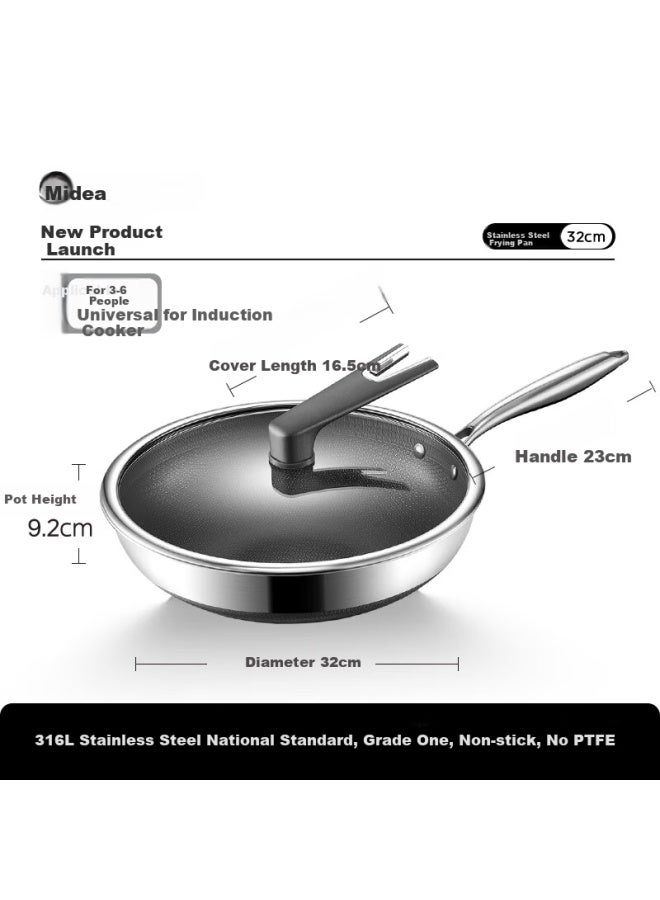 Midea Non-stick Stir Fry Pan 316l Stainless Steel Honeycomb Non-stick Induction Cooker Gas Stove 0 Fluorocarbon Ceramic Non-stick Pan - Image 1