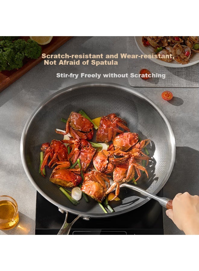 Midea Non-stick Stir Fry Pan 316l Stainless Steel Honeycomb Non-stick Induction Cooker Gas Stove 0 Fluorocarbon Ceramic Non-stick Pan - Image 5