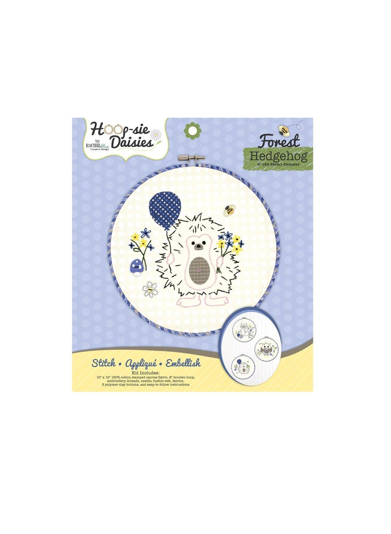 Hedgehog Hoop-sie Daisies Embroidery Kit 8.5in Round - Image 3