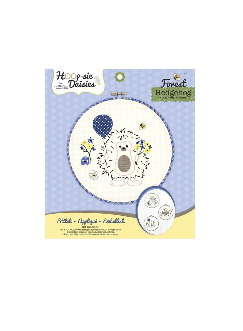 Hedgehog Hoop-sie Daisies Embroidery Kit 8.5in Round - Image 2