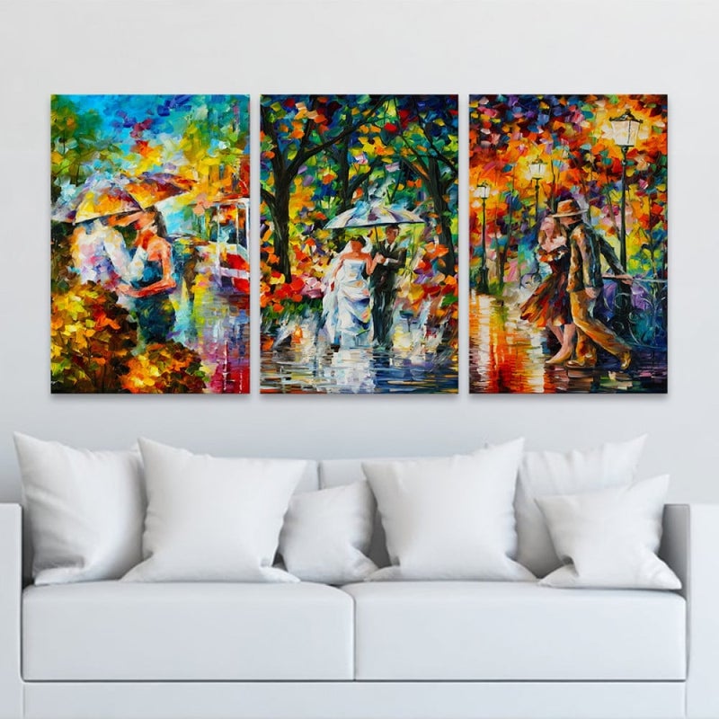Marktna Three luxurious modern canvas prints with a hollow frame, measuring (90×40), three pieces - Image 1