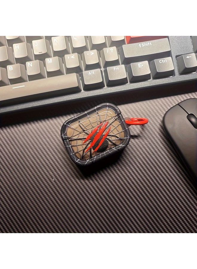 Halloween Spiderweb TPU Case For Airpods 1 2 With 3D Frame Red Scratch Detail Durable Protective Cover - Image 3