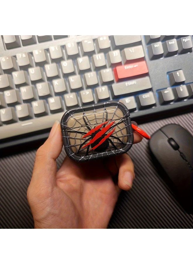 Halloween Spiderweb TPU Case For Airpods 1 2 With 3D Frame Red Scratch Detail Durable Protective Cover - Image 2