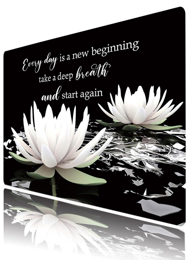 LB Black and White Floral Mouse Pad Plant Flower with Inspirational Quotes Large Mouse Pad for Desk Modern Aesthetic Desk Pad for Office and Home Non-Slip Rubber Base Mouse Mat 15.75L X 31.5W Inch - Image 1