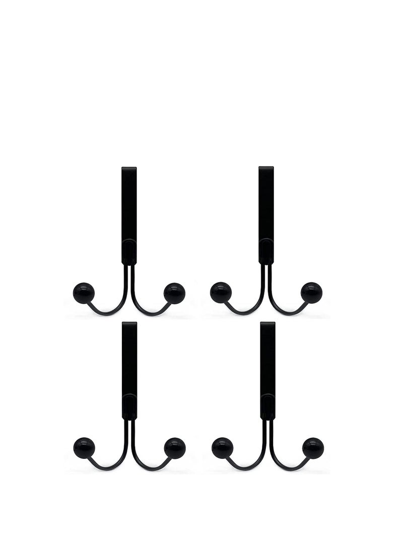SYOSI Over The Door Hooks for Clothes Metal Over The Door Hanger 2 Hooks Over Door Hooks for Hanging Coat Bag Robe Hat Scarf Black  - Image 1
