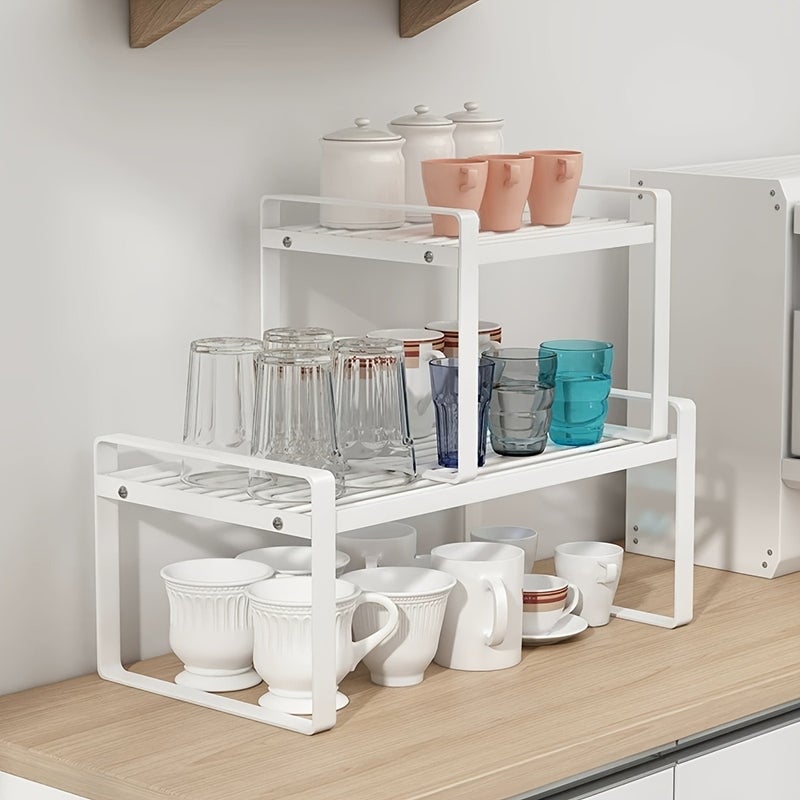 1/2pcs Kitchen Countertop Shelf, Made of Carbon Steel with Strong Load-bearing Capacity, Ideal for Organizing Dishes, Cups, Books, Etc. Suitable for Kitchens and Dining Areas - Image 4