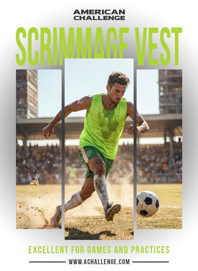American Challenge Soccer Sports Scrimmage Vest Jersey (Neon Green, 10 Pack Youth) - Image 4