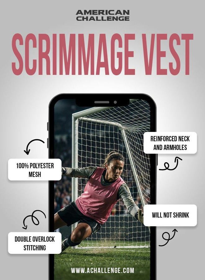 American Challenge Soccer Sports Scrimmage Vest Jersey (Neon Green, 10 Pack Youth) - Image 3