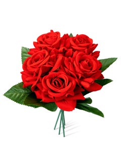 PEORA Peora Artificial Red Rose Flower Natural Look for Valentine's Day Birthday Anniversary or Home Decor (Pack of 5)  - Image 1