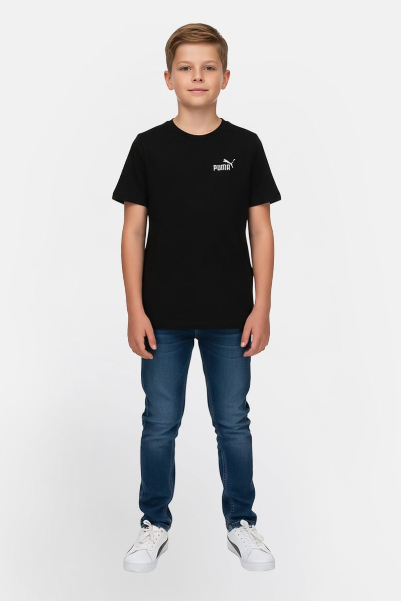 PUMA تي شيرت رياضي للأطفال الأولاد بأكمام قصيرة، خارجي، أسود - Image 1