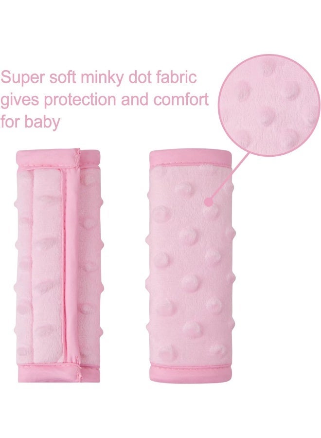Pro Goleem Car Seat Strap Covers for Babies Girl Soft Car Seat Strap Shoulder Pads for All Car Seats, Stroller, Pushcar, Pink - Image 3
