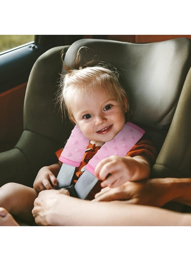 Pro Goleem Car Seat Strap Covers for Babies Girl Soft Car Seat Strap Shoulder Pads for All Car Seats, Stroller, Pushcar, Pink - Image 2