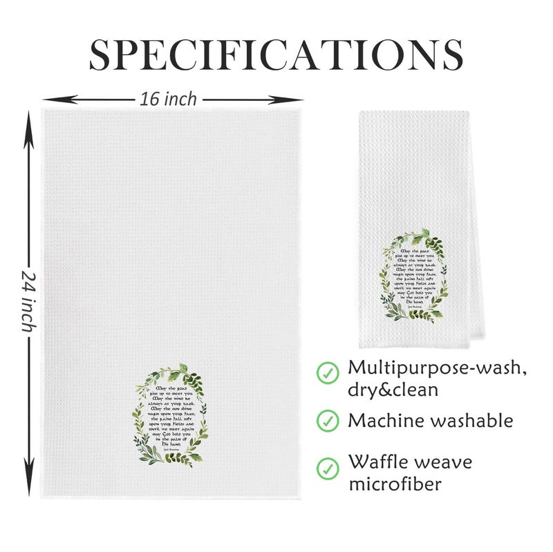 Geqtt Irish Blessing Dish Towel - Irish Gifts Decorative Waffle Weave Kitchen Towels, Irish Gifts Hand Towels, Irish Tea Towels, Irish Gifts for Women, St. Patrick's Day Gifts (16Ã—24 Inches) - Image 5