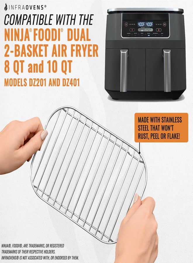 INFRAOVENS Accessories for Ninja Air Fryer 2 Basket 8 QT DZ201 & 10 QT DZ401, Reusable Sheets Liners and Rack for Foodi Dual Zone Double Airfryer, Kitchen Appliances Accessory Set with Recipe Book by INFRAOVENS - Image 2