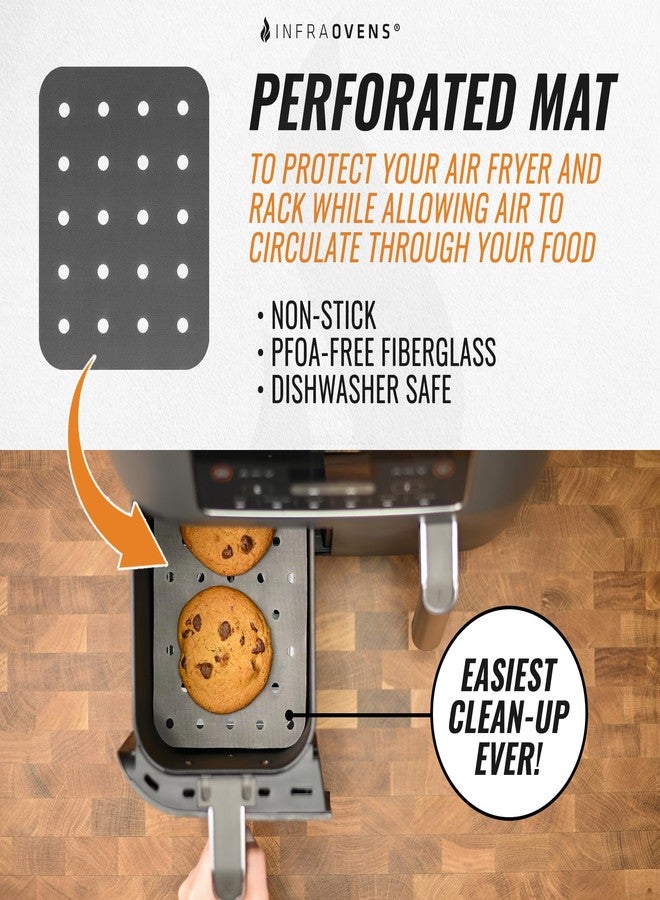 INFRAOVENS Accessories for Ninja Air Fryer 2 Basket 8 QT DZ201 & 10 QT DZ401, Reusable Sheets Liners and Rack for Foodi Dual Zone Double Airfryer, Kitchen Appliances Accessory Set with Recipe Book by INFRAOVENS - Image 4