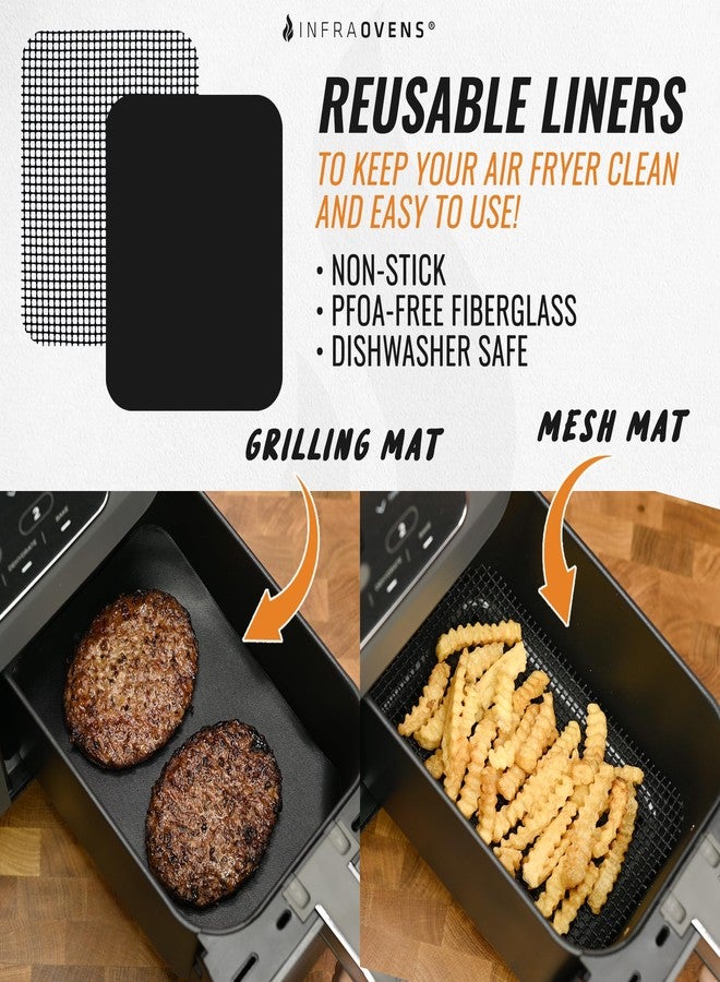 INFRAOVENS Accessories for Ninja Air Fryer 2 Basket 8 QT DZ201 & 10 QT DZ401, Reusable Sheets Liners and Rack for Foodi Dual Zone Double Airfryer, Kitchen Appliances Accessory Set with Recipe Book by INFRAOVENS - Image 3