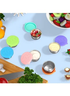 Generic 6 Pack Salad Dressing Container To Go,1.7oz/50ml Reusable Small Condiment Containers with Lids  - Image 2
