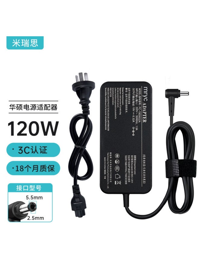 Mryc Asus Flight Battery Charger, 19v6.32a 120w, Laptop Power Adapter Cable, X550j K550j W50j Fx60v N56v A550j - Image 1