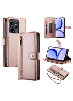 For Realme C53 / Narzo N53 4G Nine Card-slot Zipper Wallet Bag Leather Phone Case(Pink)