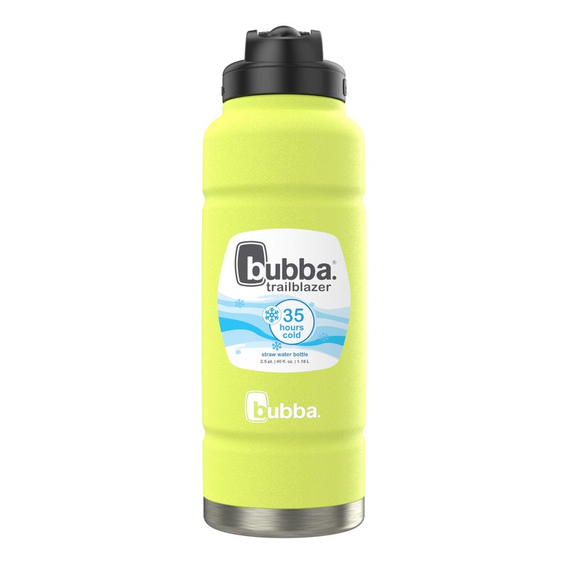 bubba Trailblazer Insulated Stainless Steel Water Bottle with Straw Lid, 40oz, Limelight Powder Coat - Image 4