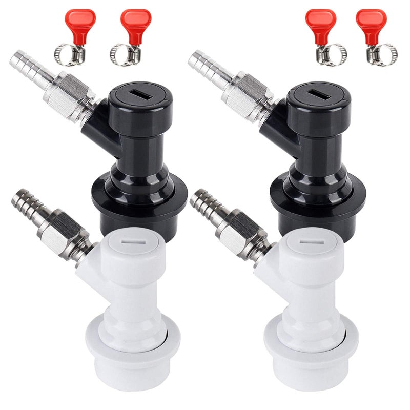 Ferroday Ball Lock Keg Disconnect Quick Ball Lock MFL Disconnect Flared 5/16â€ Gas 1/4â€ Liquid Barbed Stainless Swivel Nuts for Corny Keg Post Ball Lock Keg Fittings for Homebrew with Clamps - Image 1