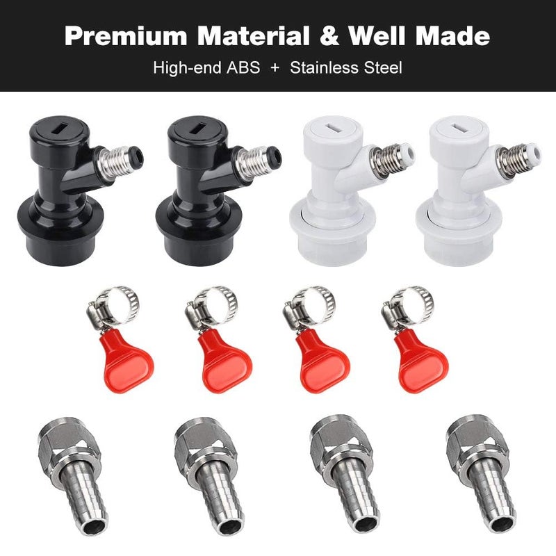 Ferroday Ball Lock Keg Disconnect Quick Ball Lock MFL Disconnect Flared 5/16â€ Gas 1/4â€ Liquid Barbed Stainless Swivel Nuts for Corny Keg Post Ball Lock Keg Fittings for Homebrew with Clamps - Image 2