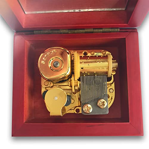 BinkeGG Brown Pear Wooden Wind up Music Box with Clockwork Sankyo Musical Movement Tune: Greensleeves - Image 4