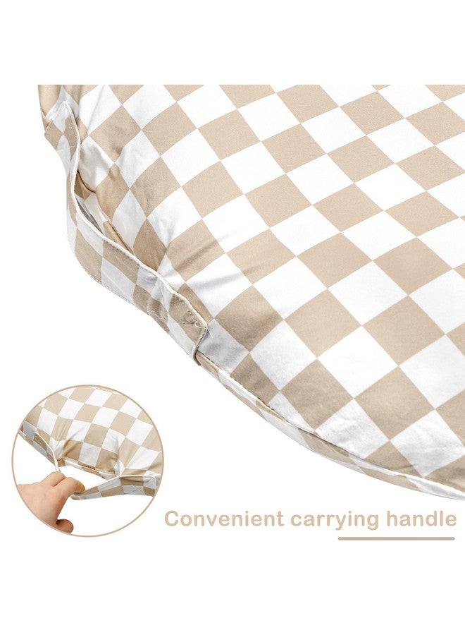 DILIMI DILIMI Newborn Lounger Cover Removable Cover Ultra Soft Comfortable Lounger Slipcover Removable Cover for Infant Lounger Pillow, Light Brown Checkerboard (Lounger Pillow Not Included)  - Image 3