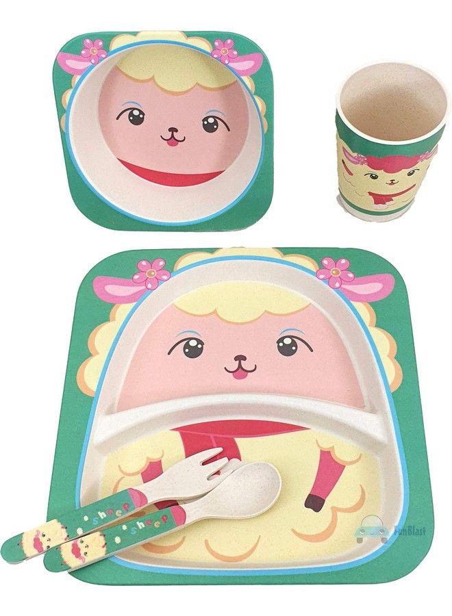 FunBlast Bamboo Fibre Kids Crockery Set Dining Set Feeding Set For Babies ; New Born Baby Utensils And Dishes Kids Infant Multi Color - Image 4