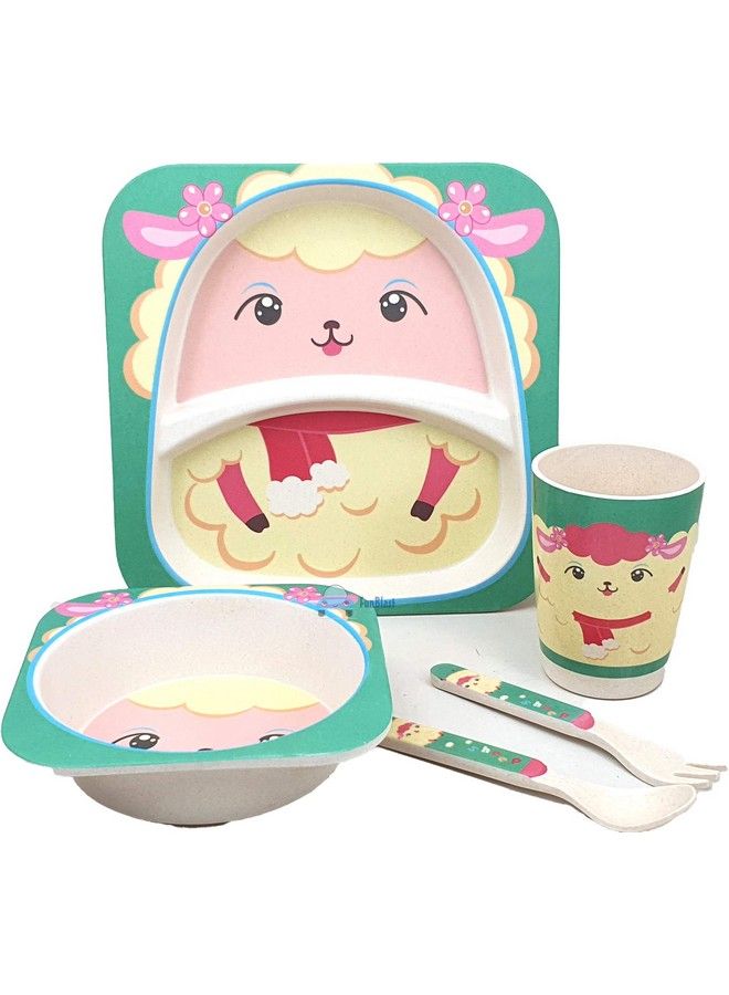 FunBlast Bamboo Fibre Kids Crockery Set Dining Set Feeding Set For Babies ; New Born Baby Utensils And Dishes Kids Infant Multi Color - Image 2