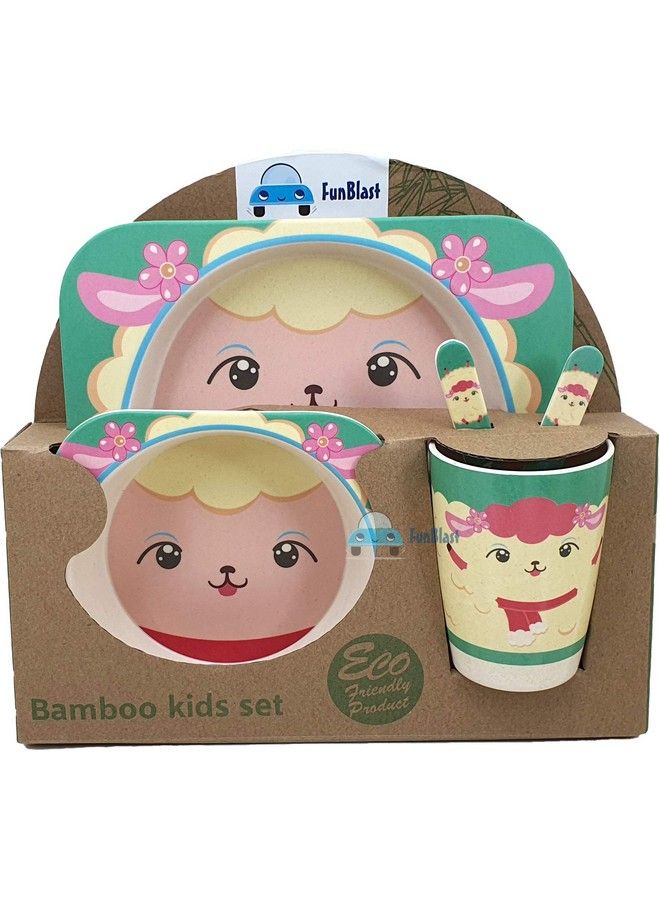 FunBlast Bamboo Fibre Kids Crockery Set Dining Set Feeding Set For Babies ; New Born Baby Utensils And Dishes Kids Infant Multi Color - Image 5