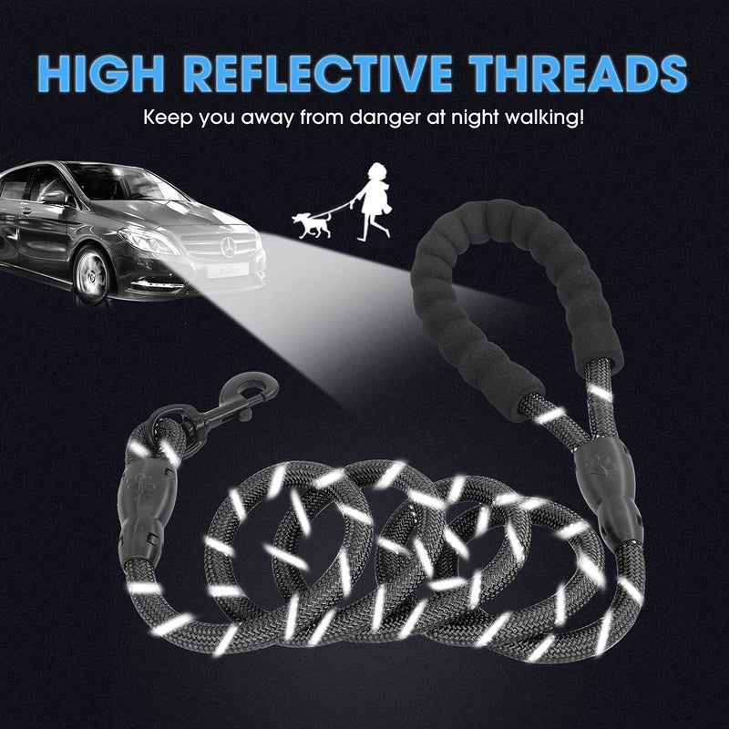 BAAPET 2/4/5/6 FT Dog Leash with Comfortable Padded Handle and Highly Reflective Threads for Small Medium and Large Dogs (5FT-1/2'', Black) - Image 4