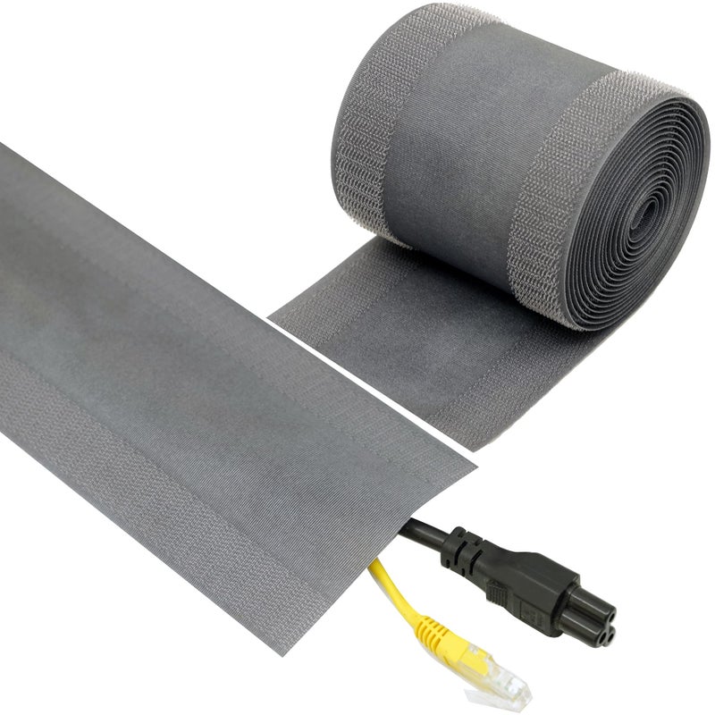ECOHomes Carpet Cord Cover (Grey, 4 Inch x 10 FT) | Cord Covers for Carpet to Hide Floor Cables and Electric Wires, Low Profile Cord Hider for Extension Cords and Cable Management in Home and Office - Image 1