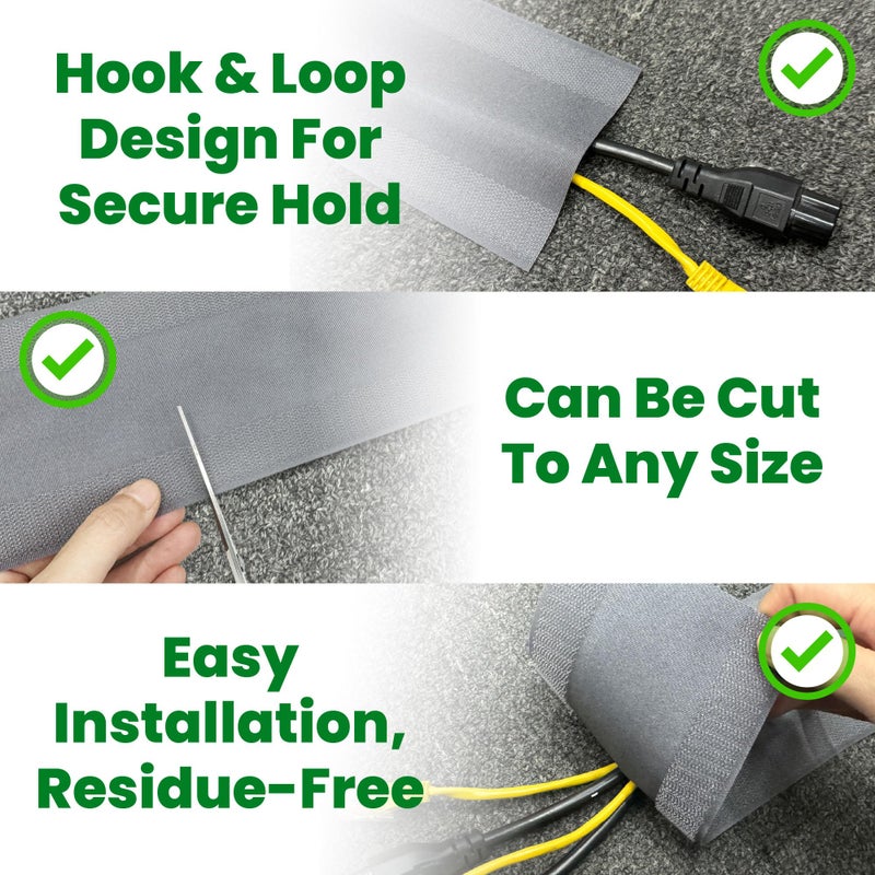 ECOHomes Carpet Cord Cover (Grey, 4 Inch x 10 FT) | Cord Covers for Carpet to Hide Floor Cables and Electric Wires, Low Profile Cord Hider for Extension Cords and Cable Management in Home and Office - Image 5