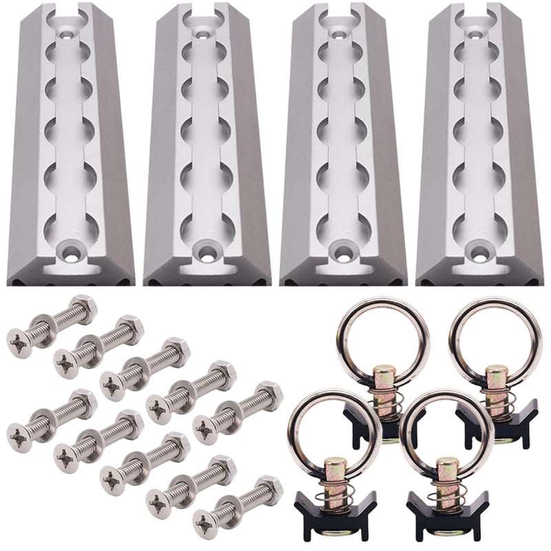 BoxerTool LTrack Tie Down System Kit 4 Tracks 6 4 Single Stud Fitting Trailer Tie Down System for Trailers Vans Motorcyle and Truck Beds