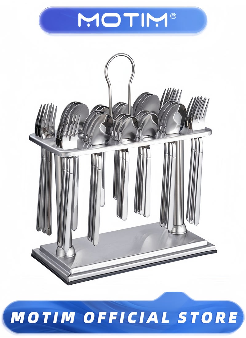 Motim 36 Pieces Silverware Set Stainless Steel Flatware Set with Holder for Home and Restaurant Use  - Image 1