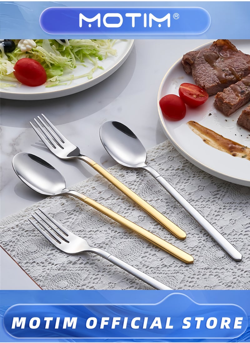 Motim 36 Pieces Silverware Set Stainless Steel Flatware Set with Holder for Home and Restaurant Use  - Image 4