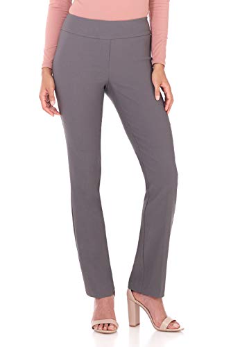 Rekucci Women's Ease Into Comfort Stretchy Straight Leg Office Pant with Tummy Control (16 Short, Graphite) - Image 1
