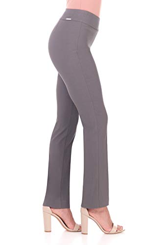 Rekucci Women's Ease Into Comfort Stretchy Straight Leg Office Pant with Tummy Control (16 Short, Graphite) - Image 2