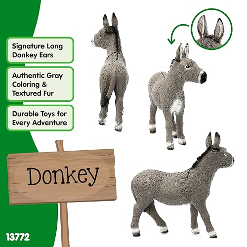 Schleich Farm World Realistic Donkey Animal Figurine Highly Detailed and Durable Farm Animal Toy Fun and Educational Play for Boys and Girls Gift for Kids Ages 3 - Image 3