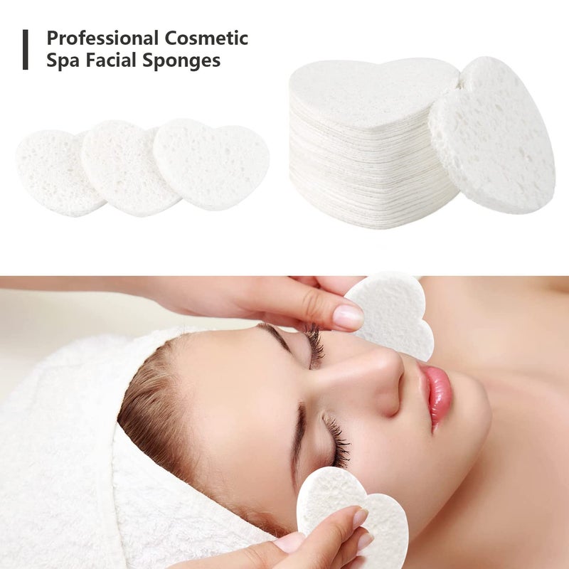 Spunspon 50-Count Facial Sponges Compressed, 100% Natural Cellulose Face Sponge Professional Cosmetic Spa Sponges for Face Cleansing, Exfoliating Mask, Makeup Removal for Travel and Home, White - Image 2