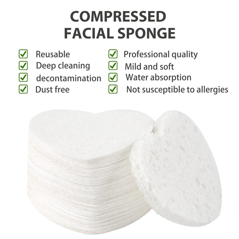 Spunspon 50-Count Facial Sponges Compressed, 100% Natural Cellulose Face Sponge Professional Cosmetic Spa Sponges for Face Cleansing, Exfoliating Mask, Makeup Removal for Travel and Home, White - Image 3