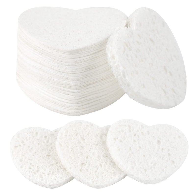 Spunspon 50-Count Facial Sponges Compressed, 100% Natural Cellulose Face Sponge Professional Cosmetic Spa Sponges for Face Cleansing, Exfoliating Mask, Makeup Removal for Travel and Home, White - Image 1