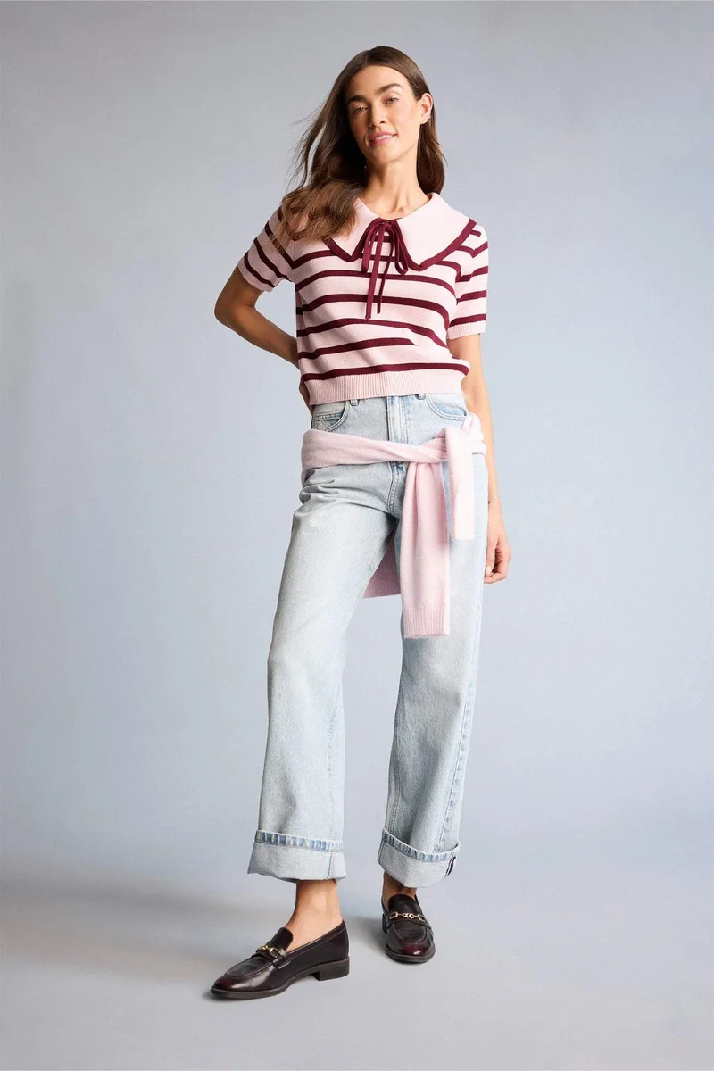 Defacto Crop Top Big Neck Pullover