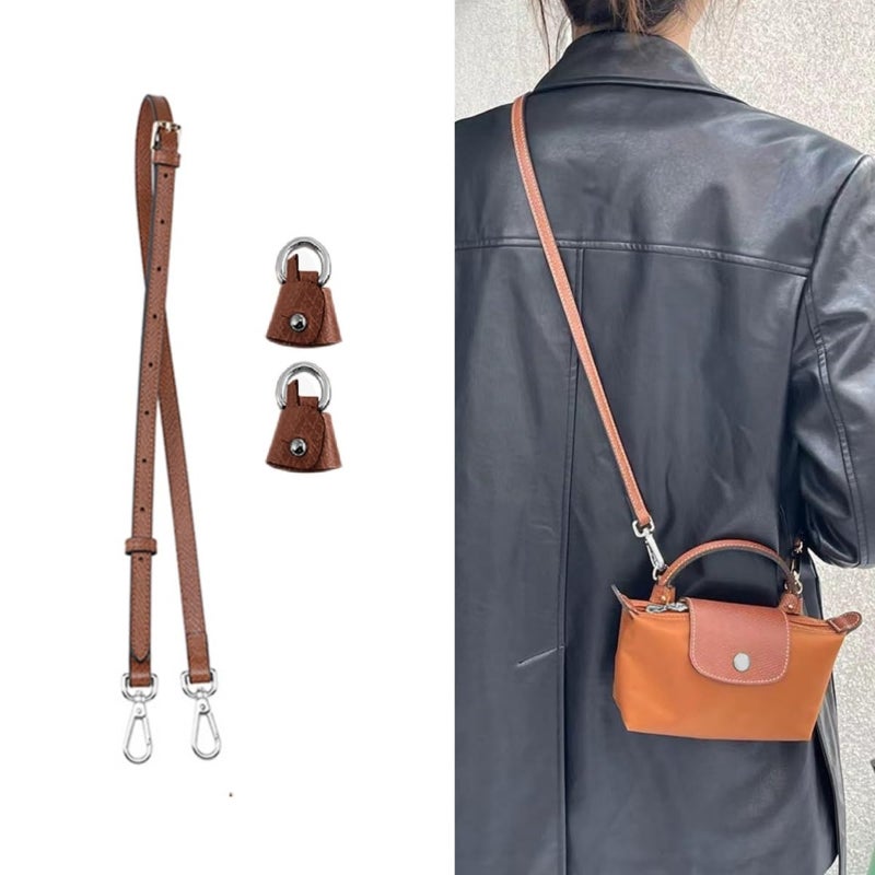 Leather shoulder strap for bag conversion, no need for punching holes, adjustable crossbody strap/lemon yellow - Image 2