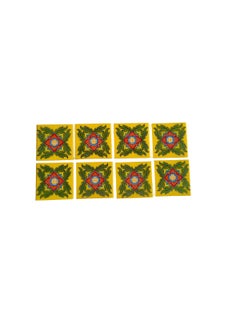 Shiv Kripa Blue Pottery Shiv Kripa Blue Pottery Home Decor Handmade Tabletop Interior Exterior Flooring Wall Kitchen Washroom Tile Floral Decorative Mosaic Wall Tiles 3 x 3 Inch Set of 8 Tiles Yellow Color 
