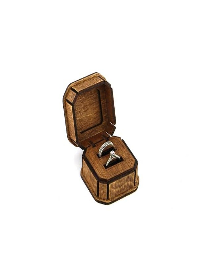 MeeCraft Rustic Wooden Ring Box for Wedding and Engagement Gifting. (5x5.5x4.5 cm) - Image 2