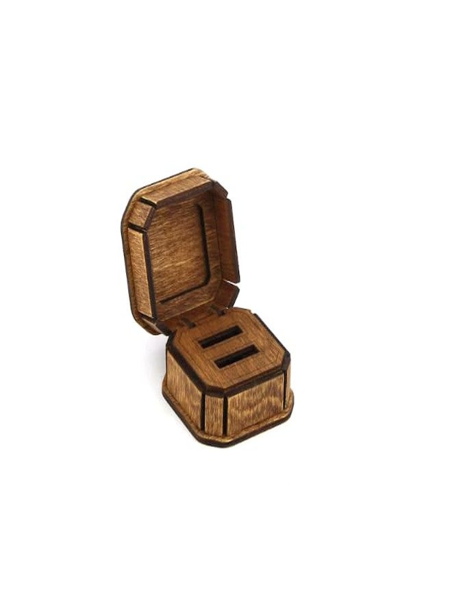 MeeCraft Rustic Wooden Ring Box for Wedding and Engagement Gifting. (5x5.5x4.5 cm) - Image 3